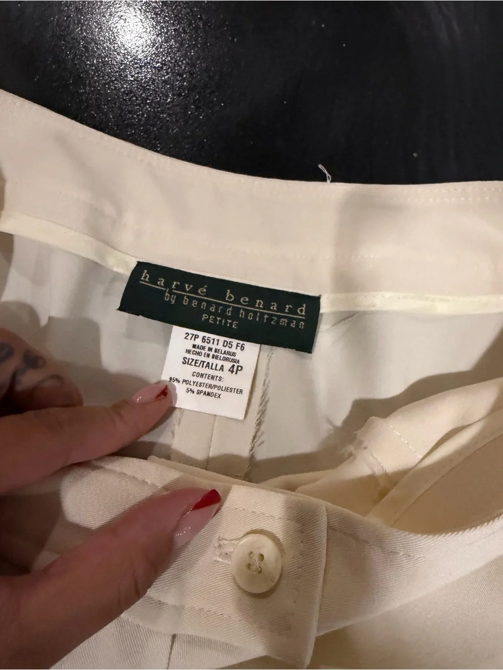 Harve Benard Cream Straight-Leg Dress Pants